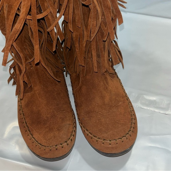 Rampage boho BROWN suede long fringe BOOTS RAM-CAMBRA womens 7M, Moccasin WS1140 - Picture 8 of 16